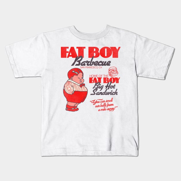 Fat Boy Barbecue Retro BBQ Restaurant San Francisco Kids T-Shirt by darklordpug